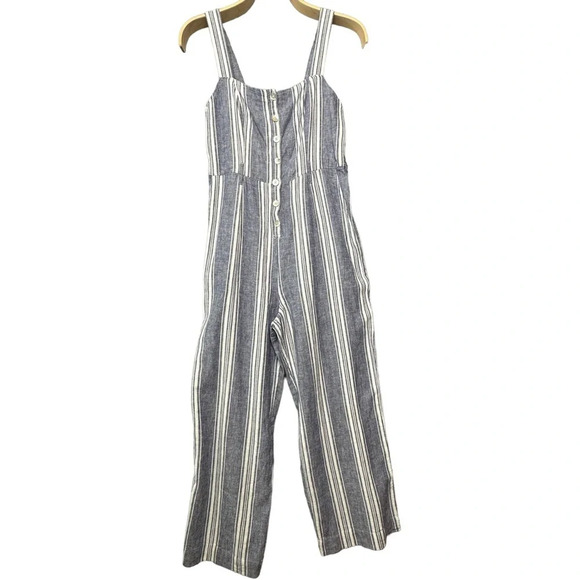 Rails Kyra Linen Rayon Blue White Striped Jumpsuit Sz: Small - Picture 4 of 13